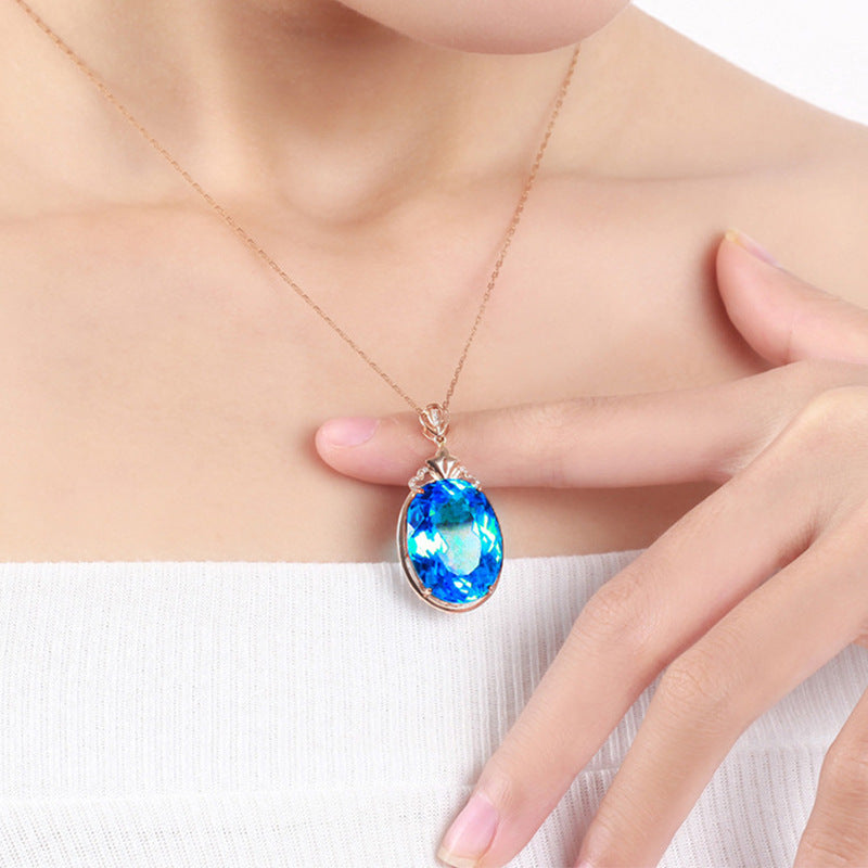 Dove Egg Sapphire Necklace Jewelry Female - FLIPSTYLEZLLC