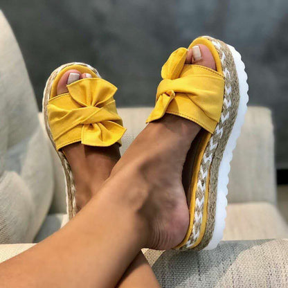 Women Bow Slippers Platform Sandals Shoes Summer - FLIPSTYLEZLLC