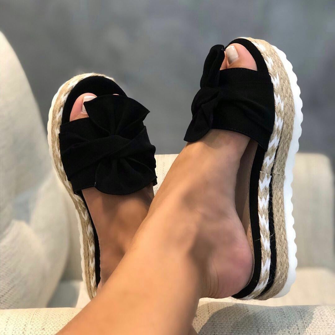 Women Bow Slippers Platform Sandals Shoes Summer - FLIPSTYLEZLLC