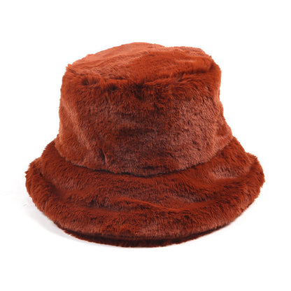 Winter Women's Thickened Imitation Rabbit Fur Flat Top Japanese Fisherman Hat