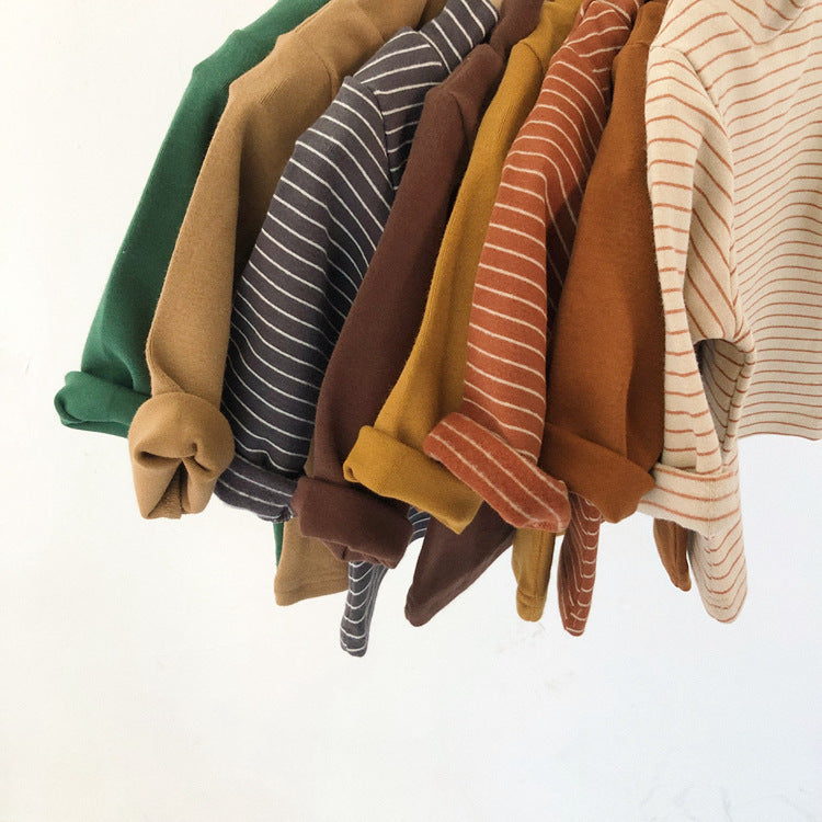 Children's Semi-turtleneck Worsted Cotton T-shirt