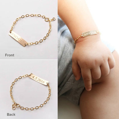 Personalized Engraving Children's Adjustable Stainless Steel Letter Bracelet