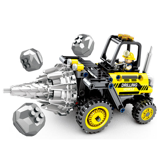 Senbao Technology Series Road Roller Drill Bit Machine Engineering Vehicle Intelligence Assembled Children's Building Block Toys