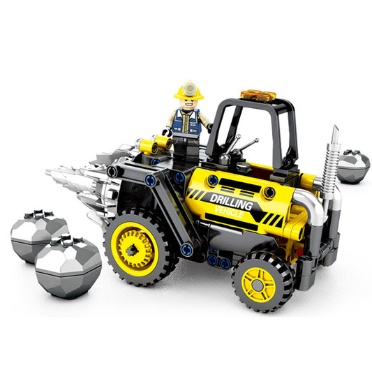 Senbao Technology Series Road Roller Drill Bit Machine Engineering Vehicle Intelligence Assembled Children's Building Block Toys