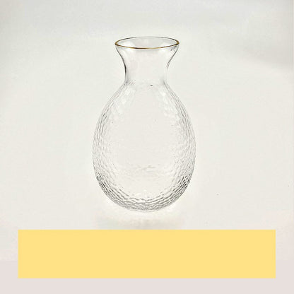 Japanese Sake Pot Set Golden Edge Glass Sake Bottle Set Rice Wine Vodka Wine Cup Flasks Liquor Glasses