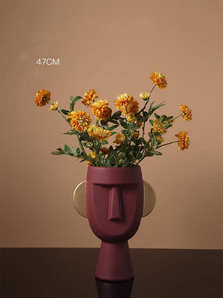 Ceramic Vase Decoration Living Room Flower Arrangement Art Face Decoration