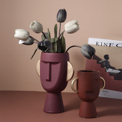 Ceramic Vase Decoration Living Room Flower Arrangement Art Face Decoration