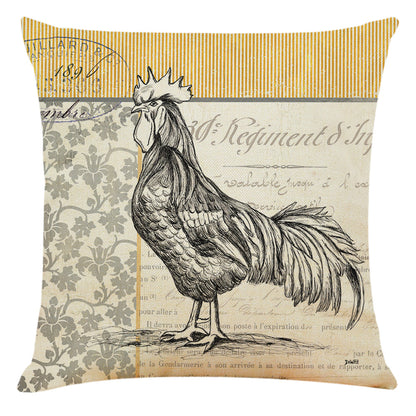 Retro Bird Cotton Linen Car Pillowcase Sofa Cushion
