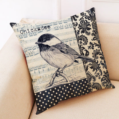 Retro Bird Cotton Linen Car Pillowcase Sofa Cushion