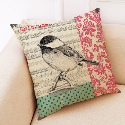Retro Bird Cotton Linen Car Pillowcase Sofa Cushion