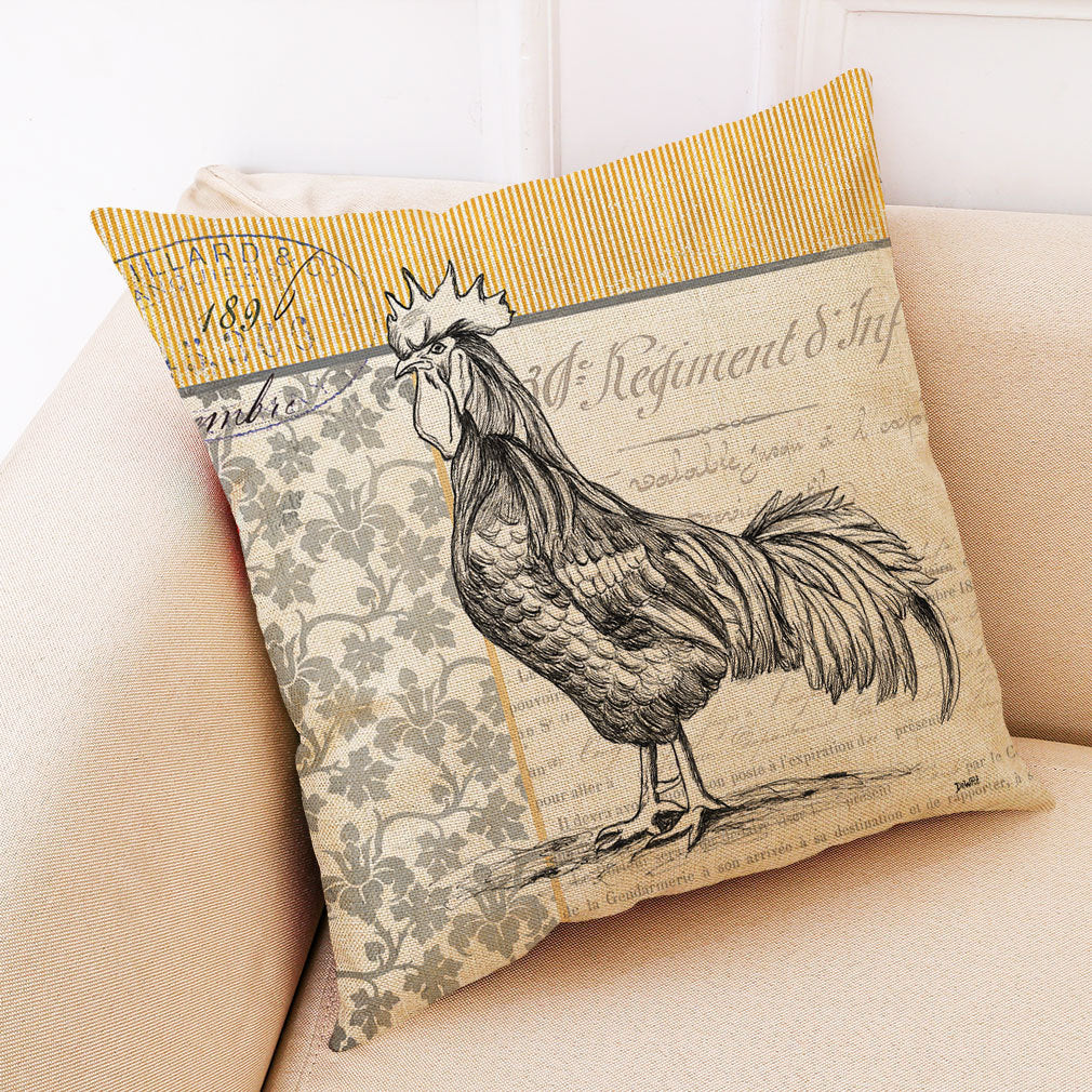 Retro Bird Cotton Linen Car Pillowcase Sofa Cushion