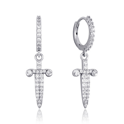 Dagger And Sword Female Earrings Full Of Zircon