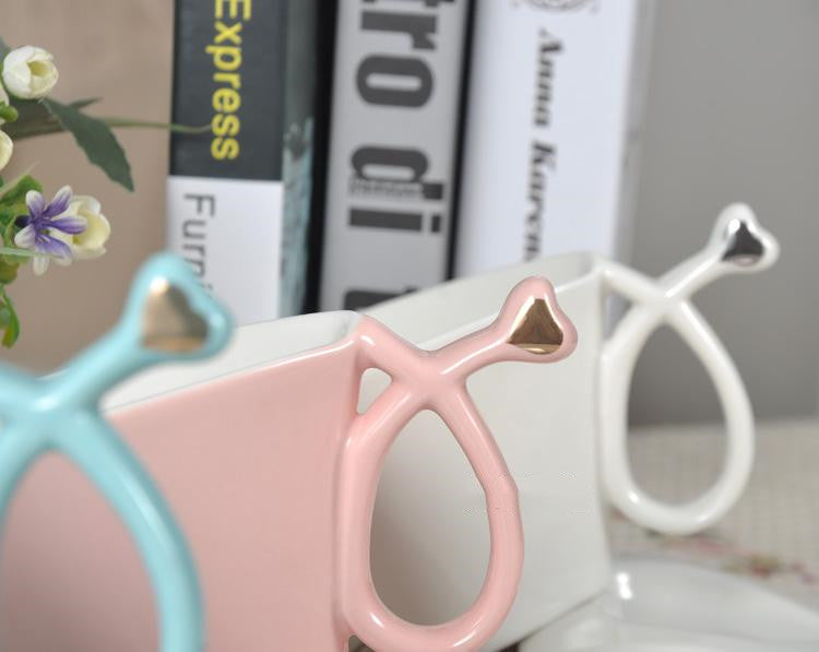 Creative Love Heart Shaped Peach Heart Shaped Mug, Ceramic Mug, Coffee Cup