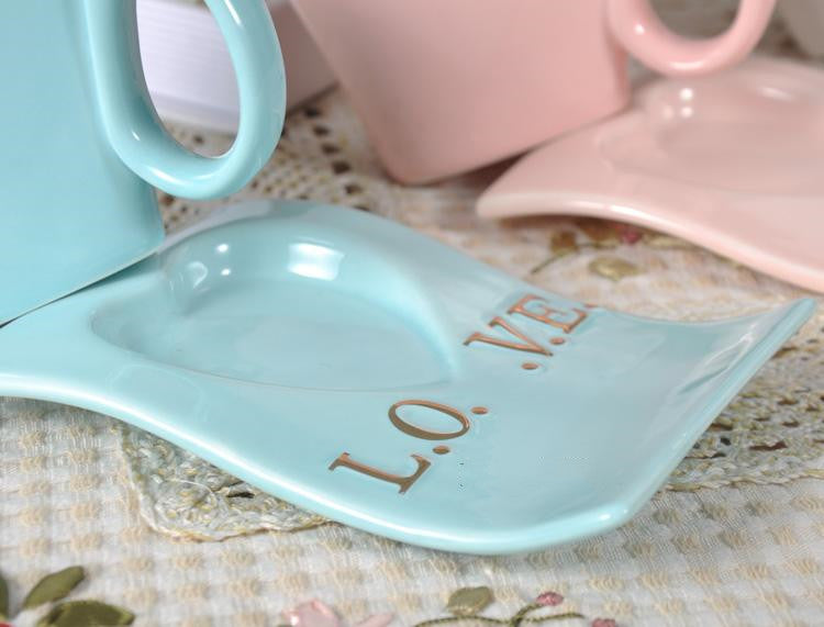 Creative Love Heart Shaped Peach Heart Shaped Mug, Ceramic Mug, Coffee Cup