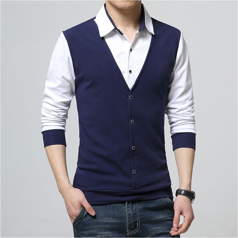 Autumn New T Shirt Plus Size Men's Lapel T Shirt Bottoming Shirt