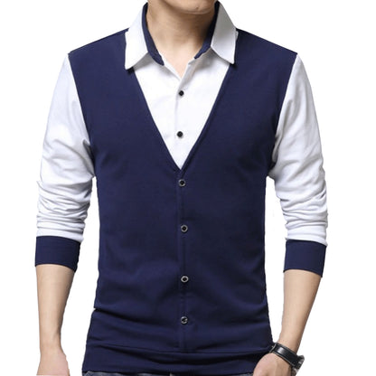 Autumn New T Shirt Plus Size Men's Lapel T Shirt Bottoming Shirt