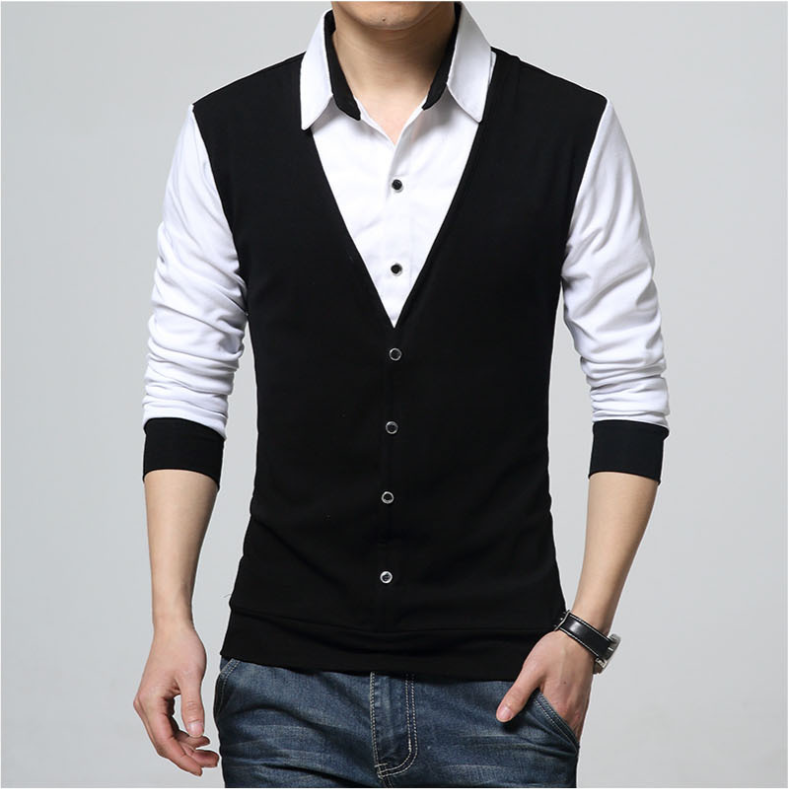 Autumn New T Shirt Plus Size Men's Lapel T Shirt Bottoming Shirt