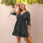 Women's Printed V-neck Plus Size Dress
