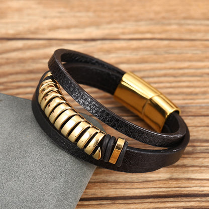 Stainless Steel Round S-shaped Bracelet Gold Exaggerated Personality