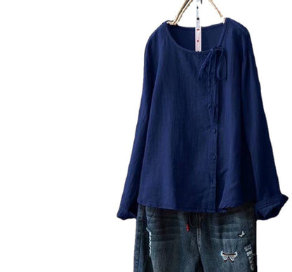 Retro Literary Long Ladies Plus Size Shirt