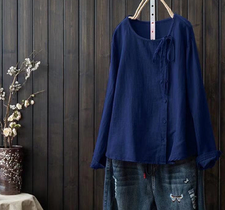 Retro Literary Long Ladies Plus Size Shirt