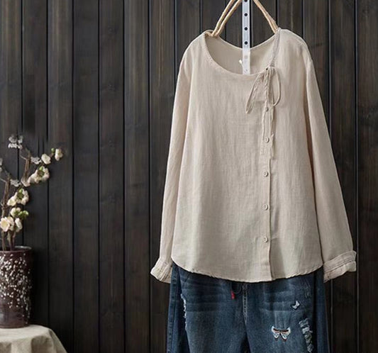 Retro Literary Long Ladies Plus Size Shirt