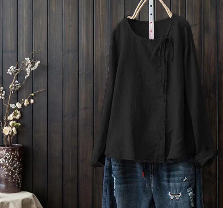 Retro Literary Long Ladies Plus Size Shirt