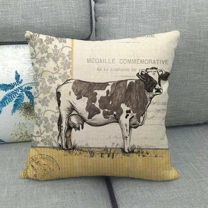 Retro Bird Cotton Linen Car Pillowcase Sofa Cushion