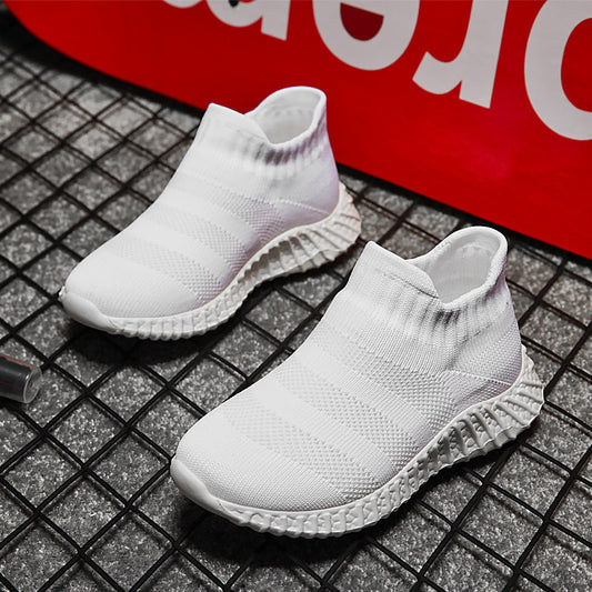 New Children's One-Step Net Shoes Breathable Soft Bottom Spring And Autumn White Shoes