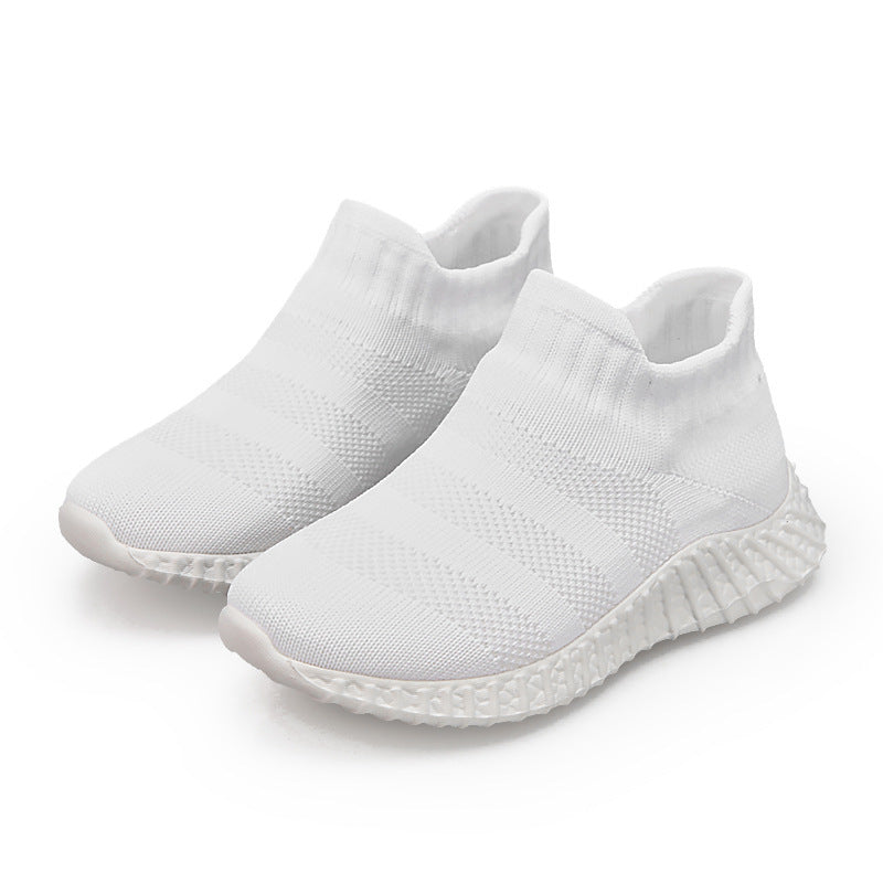 New Children's One-Step Net Shoes Breathable Soft Bottom Spring And Autumn White Shoes