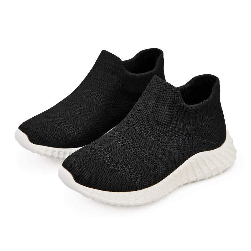 New Children's One-Step Net Shoes Breathable Soft Bottom Spring And Autumn White Shoes