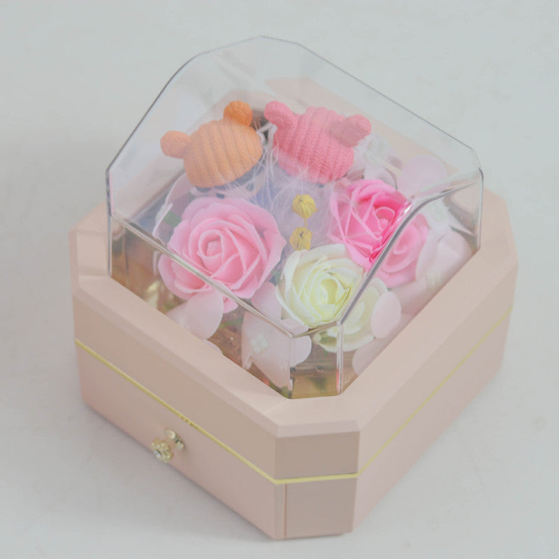 Eternal Life Rose Gift Box Night Light Small Ornament Necklace Jewelry Gift Box