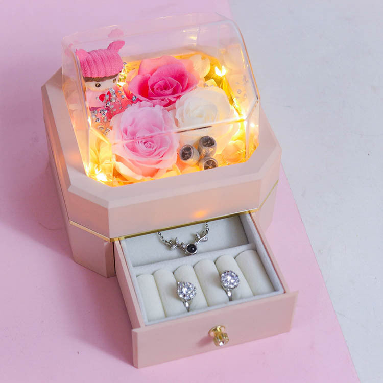 Eternal Life Rose Gift Box Night Light Small Ornament Necklace Jewelry Gift Box