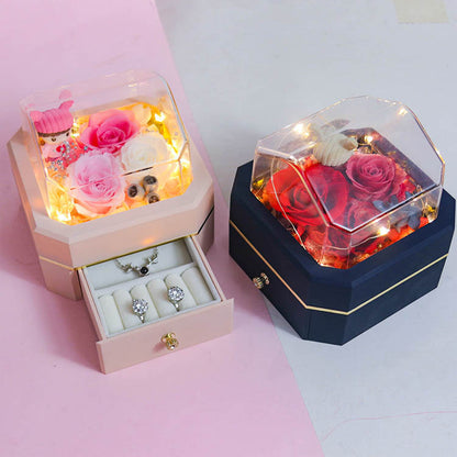 Eternal Life Rose Gift Box Night Light Small Ornament Necklace Jewelry Gift Box