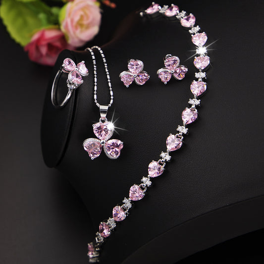 Clover Zircon Jewelry Set Women's Diamond Jewelry - FLIPSTYLEZLLC