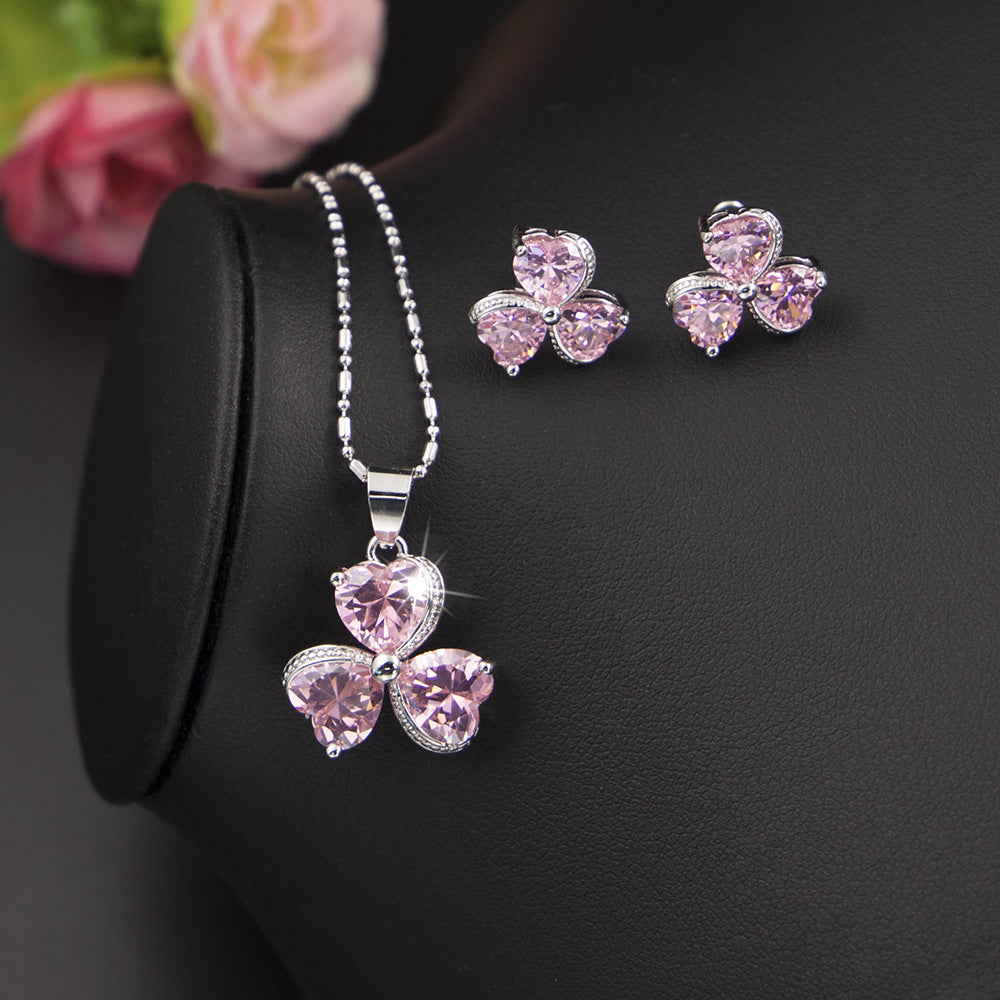 Clover Zircon Jewelry Set Women's Diamond Jewelry - FLIPSTYLEZLLC