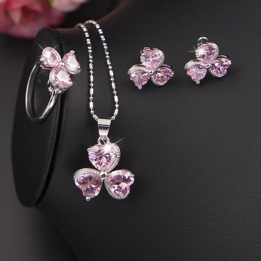 Clover Zircon Jewelry Set Women's Diamond Jewelry - FLIPSTYLEZLLC