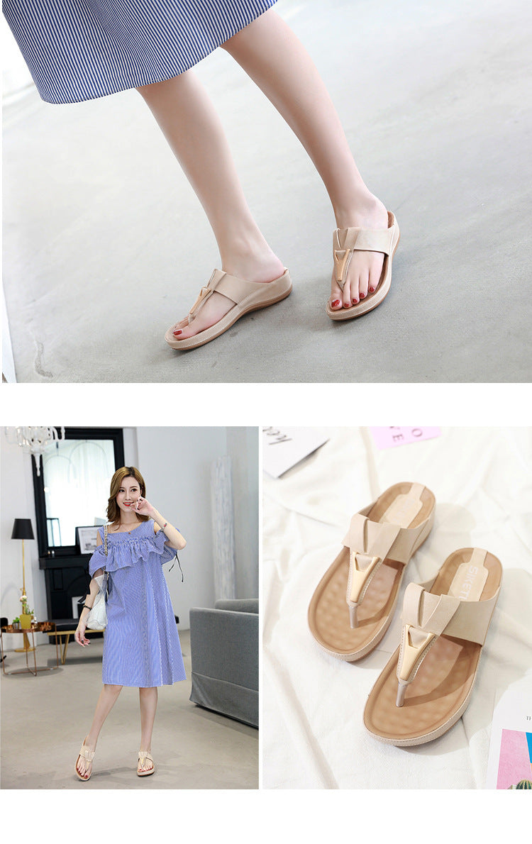 Sandals Women's Cross-Border Metal Plus Size Casual Maternity Slippers