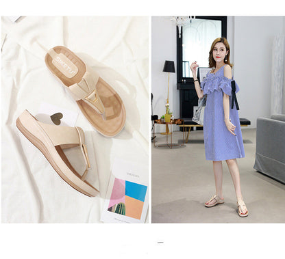 Sandals Women's Cross-Border Metal Plus Size Casual Maternity Slippers