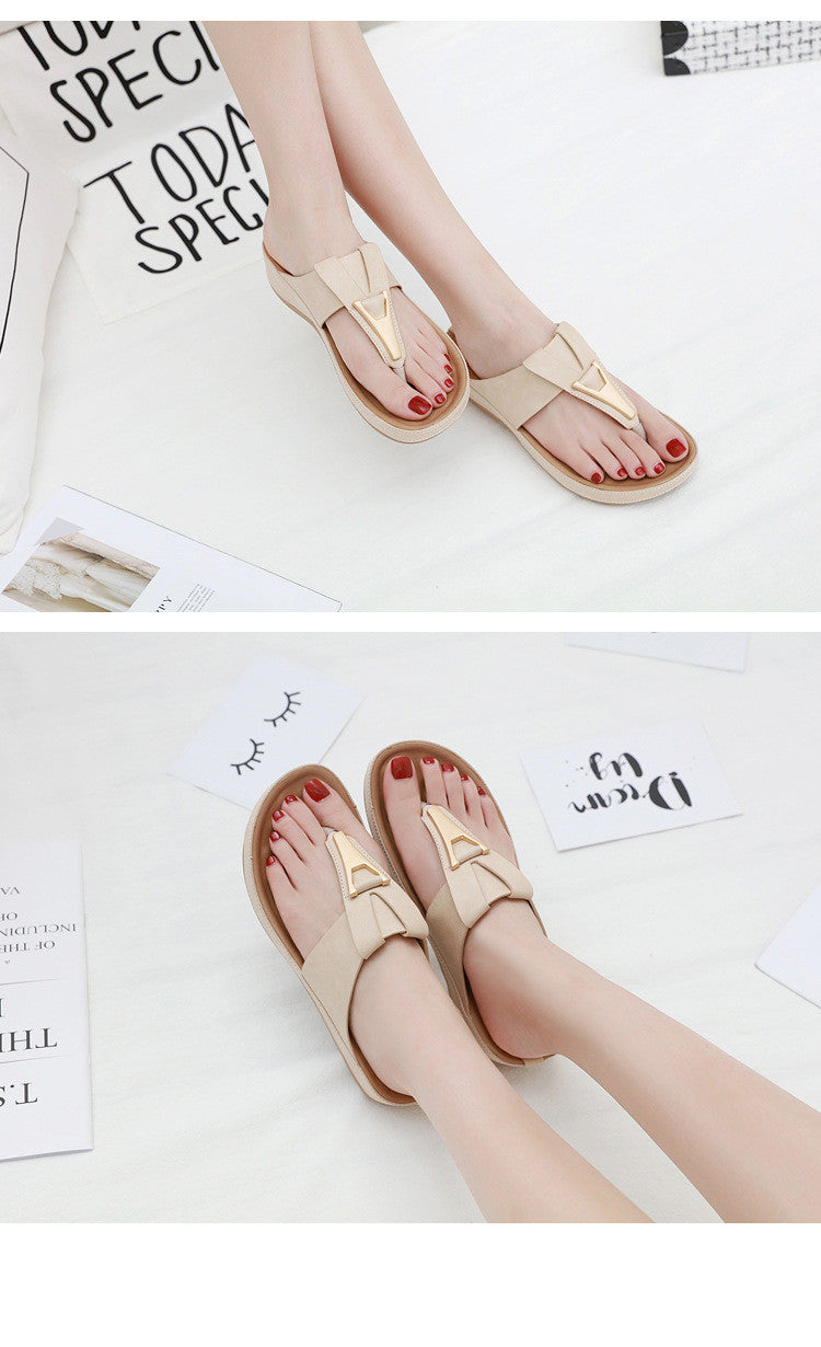 Sandals Women's Cross-Border Metal Plus Size Casual Maternity Slippers