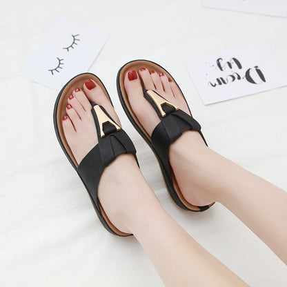 Sandals Women's Cross-Border Metal Plus Size Casual Maternity Slippers