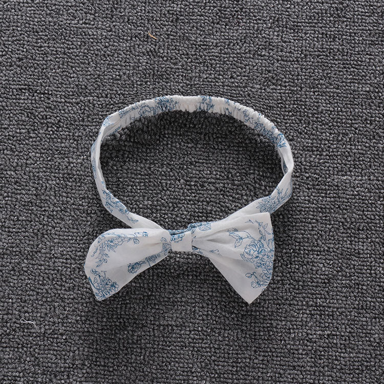 Short-sleeved Hand-painted Blue Flower Retro Cute Romper