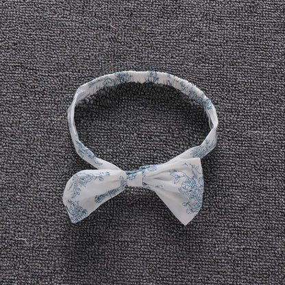 Short-sleeved Hand-painted Blue Flower Retro Cute Romper