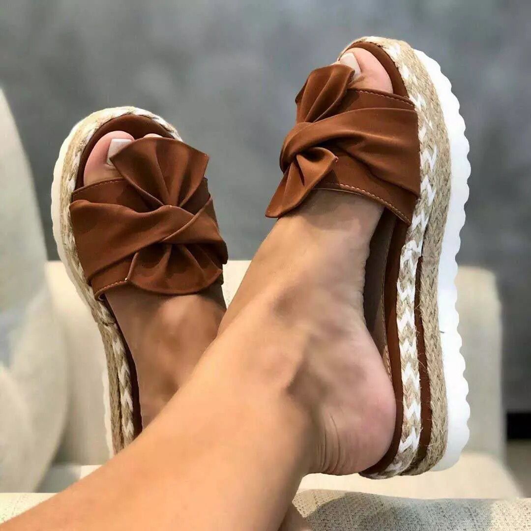 Women Bow Slippers Platform Sandals Shoes Summer - FLIPSTYLEZLLC