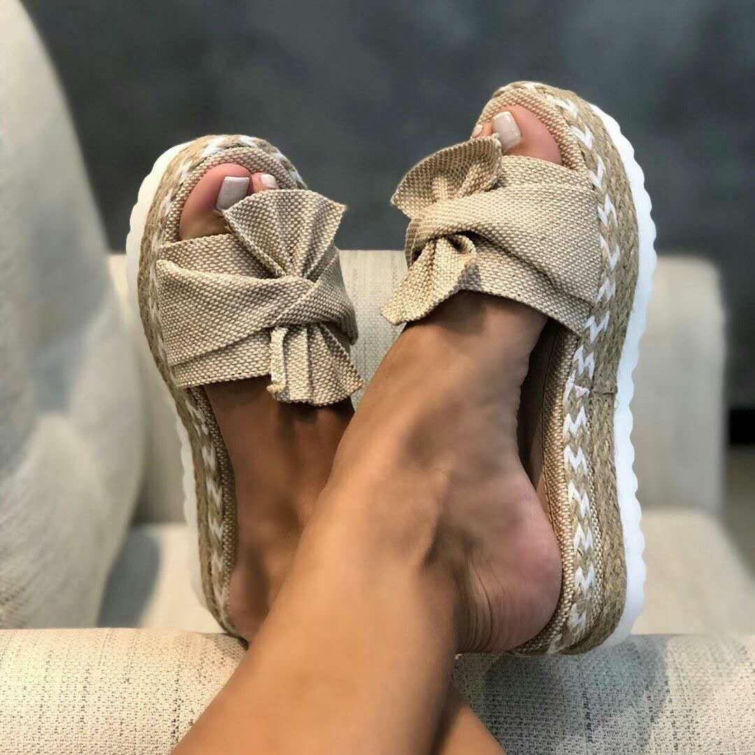 Women Bow Slippers Platform Sandals Shoes Summer - FLIPSTYLEZLLC