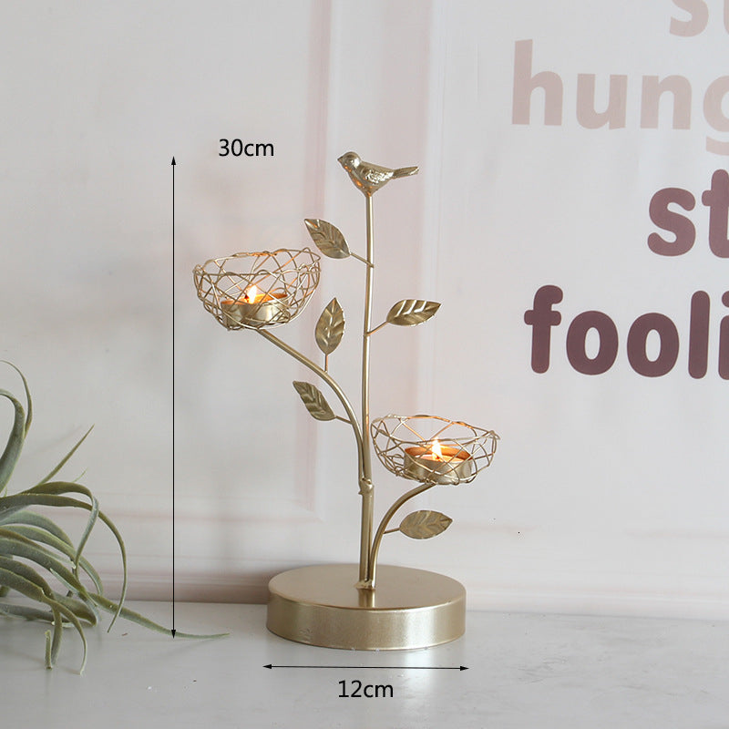 Golden Bird Dining Table Tabletop Candle Holder