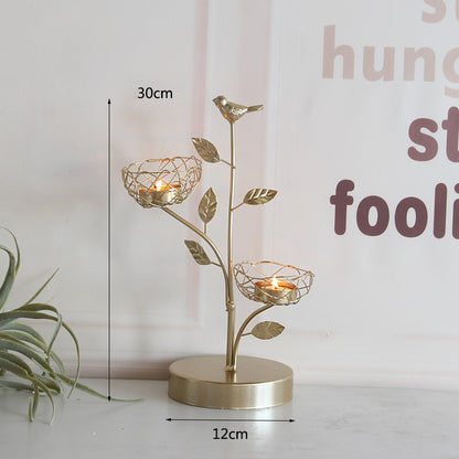 Golden Bird Dining Table Tabletop Candle Holder