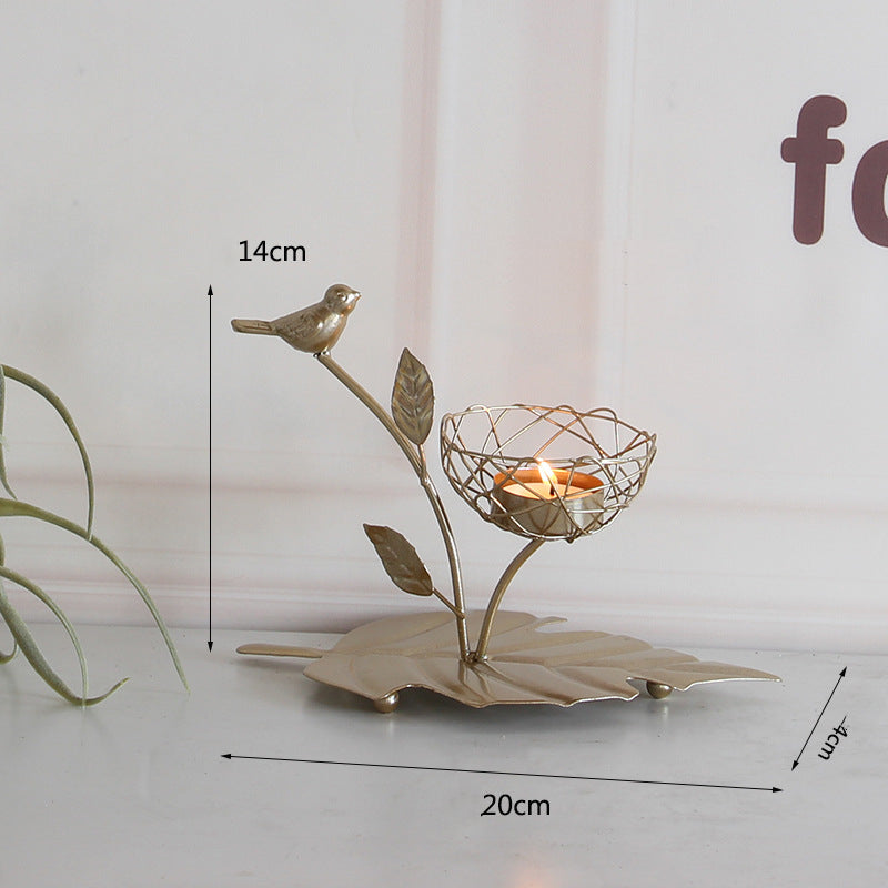 Golden Bird Dining Table Tabletop Candle Holder