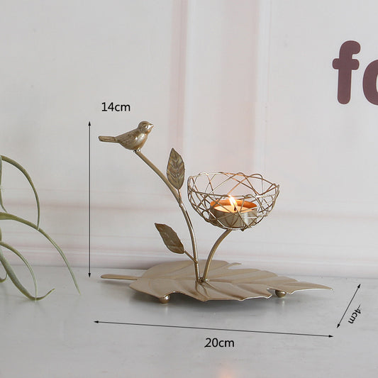 Golden Bird Dining Table Tabletop Candle Holder