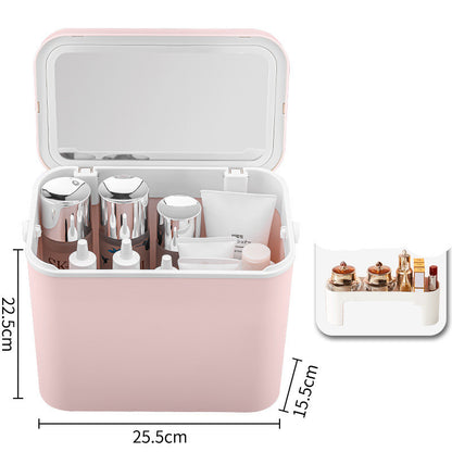 Large Capacity with Mirror Cosmetic Bag New Portable Oversized Storage Box Super Hot Suitcase for Women